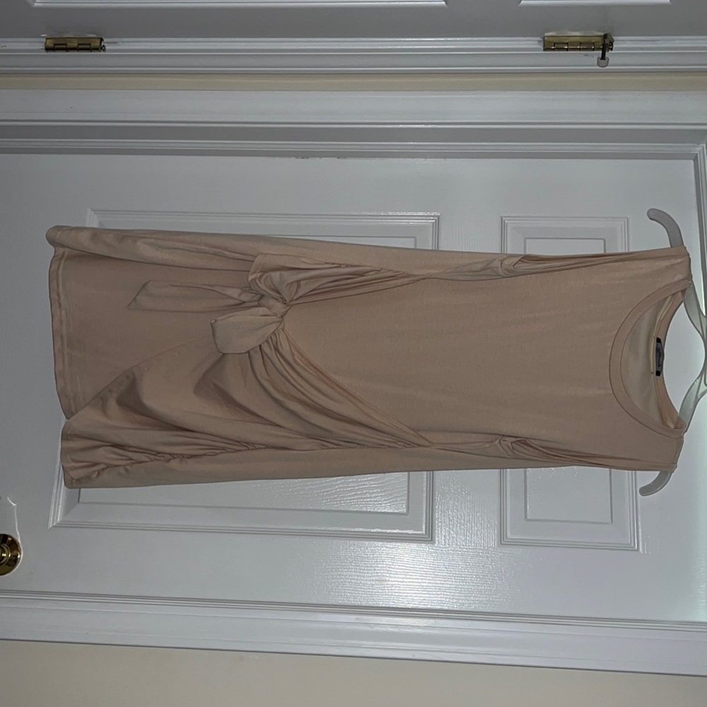 Amazon bodycon cream dress with tie detail!